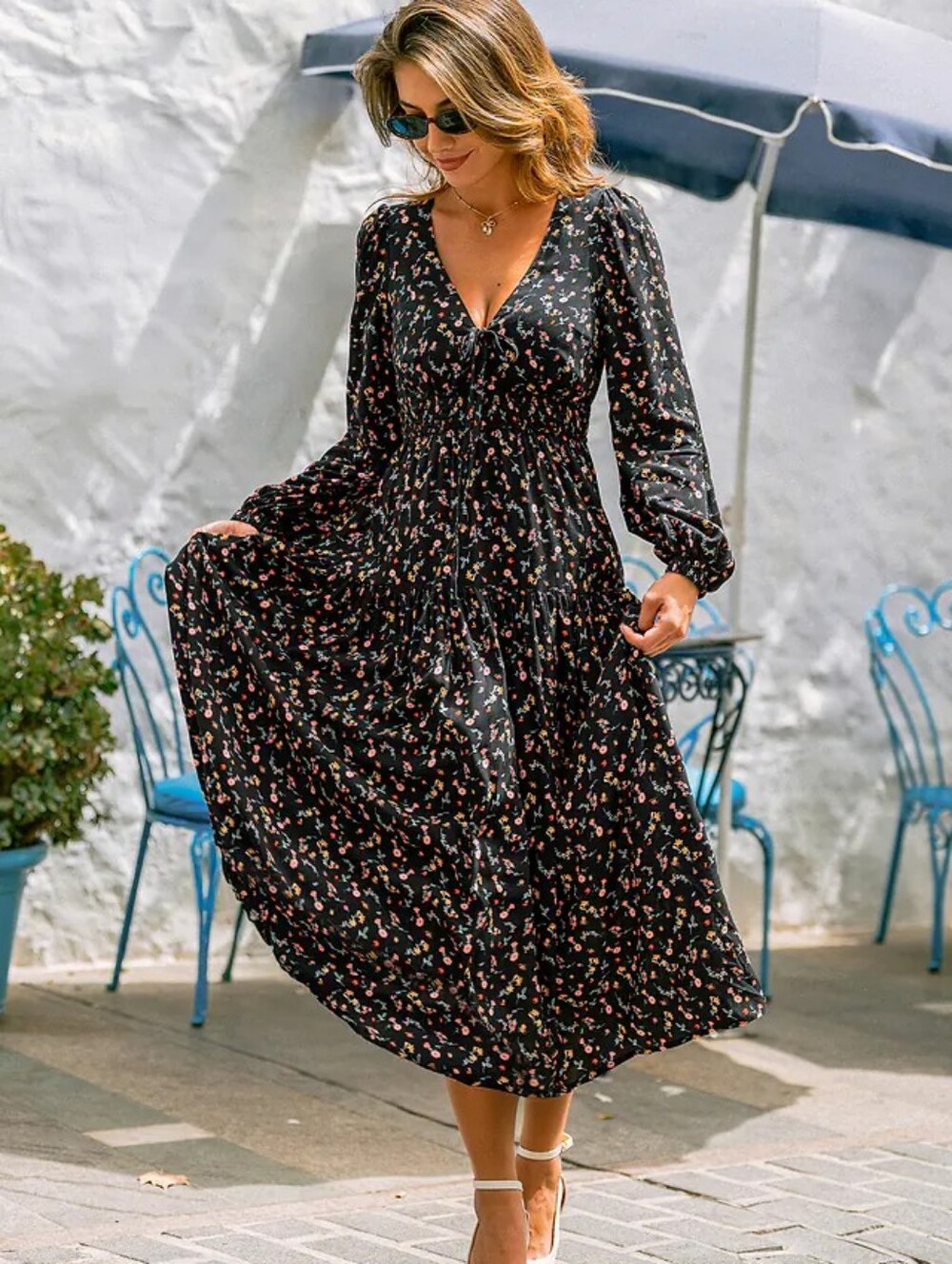 Cupshe Shadow Bloom Floral Maxi Dress